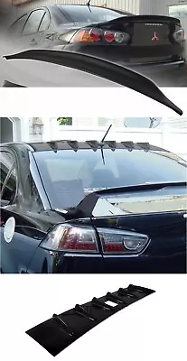 $69.63 • Buy Fit 08-17 Mitsubishi Lancer EVO 10 Duckbill Trunk Spoiler + Shark Fin Roof Visor