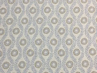 Colefax And Fowler Curtain Fabric ‘swift’ 1m Blue 100% Linen • £31.99