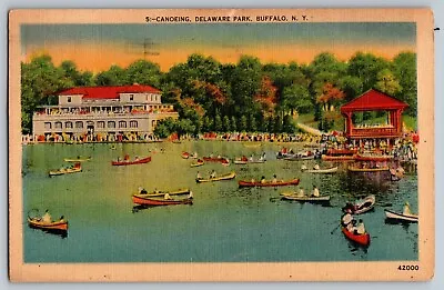 Buffalo New York NY - Canoeing - Delaware Park - Vintage Postcard - Posted • $4.49