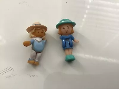 Vintage Bluebird Polly Pocket Figure - 2 Little Girls With Hats Broken Arms • $9