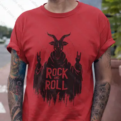 Satan Rock And Roll T Shirt Respects Heavy Metal Horns Hand Devil Men Tee Shirt • $16.99