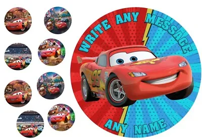 £2.99 • Buy 7.5  Round Personalised Lightning Mcqueen  Edible Cake Topper + 8 Cupcake Topper