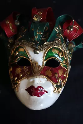 Jester Harlequin Mask Italy Maschere Artigianali KARTA RUGA Venezia [20-5] • $8