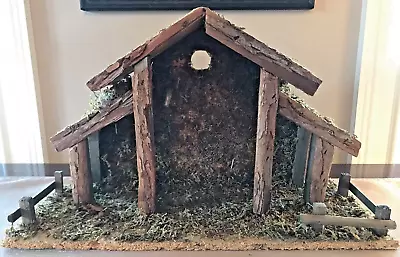 Vintage Rustic Wood And Moss Christmas Nativity STABLE ONLY 15 9.25 X6  • $35