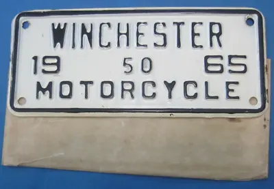 $25 • Buy 1965 Winchester VA Motorcycle License Plate Unused