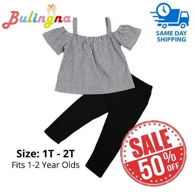 $8.94 • Buy Baby Toddler Clothes Girls Off Shoulder Top Pants Fancy Outfits Set 1-2T Black