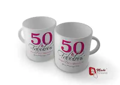 PERSONALISED BIRTHDAY MUG/COASTER/SET - 50th 30th 40th Etc And Fabulous Design • £10.95