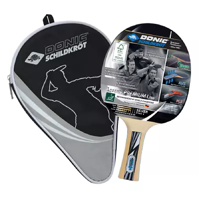 $99 • Buy Table Tennis Bat & Cover – Donic Schildkrot – Legends Silver