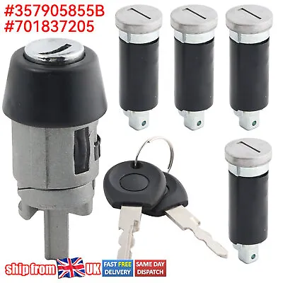 Complete Set Ignition Switch Door Lock Barrel 701837205 For VW T4 TRANSPORTER  • £10.99