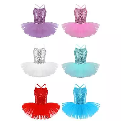 Kids Girls Ballet Dance Dress Leotard Tutu Skirt Gymnastics Bodysuit Dancewear • £9.85