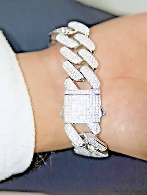 MOISSANITE Heavy Fully Iced Miami Cuban Link Bracelet 925 Silver 14mm Certified • $262.49