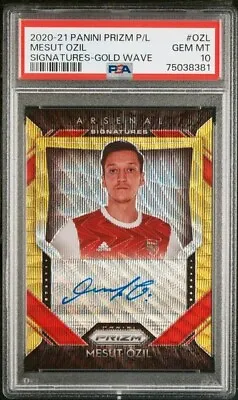 MESUT OZIL 2020 Panini Prizm EPL Auto GOLD WAVE Autograph * PSA 10 GEM * Gb • $600