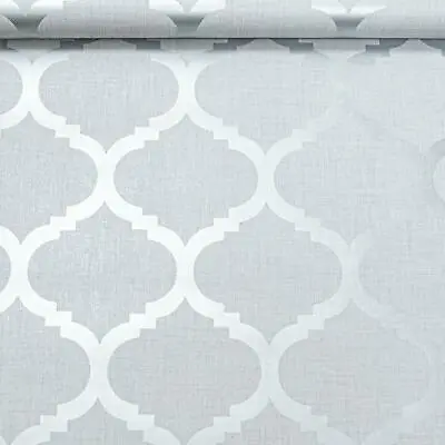 Light Grey Wallpaper Trellis Geometric Metallic Silver Feature Wall Linen Effect • £9.99