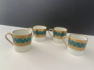 Royale Limoges France Espresso Demitasse Green Gold  Tea Cups 2-1/2  T Vintage • $42.22