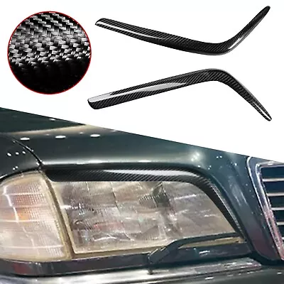 Carbon Fiber Headlight Eyelids Eyebrow Trim Fit For Benz C-Class W202 1994-2000 • $54.41