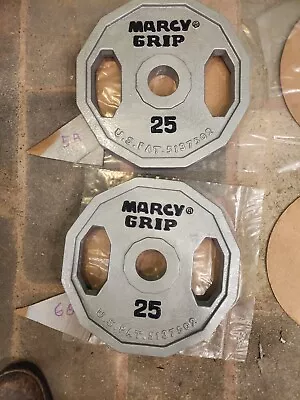 2x 25 Lb (50 Lbs) Freshly Painted Marcy Grip Olympic Cast Iron 2  Weight Plates • £170.30