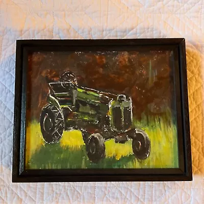 Old Farm Tractor John Deere Original PAINTING Hand Painted Folk Art  • $54