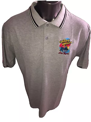 Vintage Las Vegas Culinary Workers Gray Embroidered Polo Golf Shirt Mens Size XL • $17.99