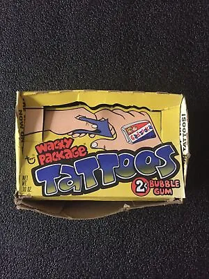 Vintage 1974 Topps Wacky Packages Tattoos Box - 20 Factory Sealed Tattoos Packs  • $500