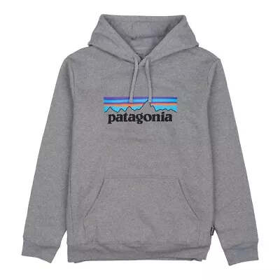 Patagonia P-6 Logo Uprisal Hoody Graphic Print Gravel Heather Mens Size Large • $30