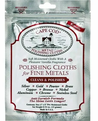 $13.80 • Buy CAPE COD Fine Metal Polishing Cloths 2pc, Polish Silver, Gold Jewellery, Rolex