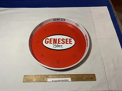 Vintage 1970's Metal Beer Tray Genesee Beer Brewery Co Rochester NY Red/White • $35