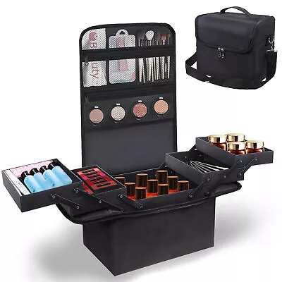 Extra Large Vanity Case Beauty Box Make Up Cosmetic Storage Travel Salon Bag New • £14.99