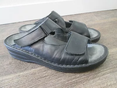 Mephisto Mobils Black Leather Slide Sandals 39 9 • $25