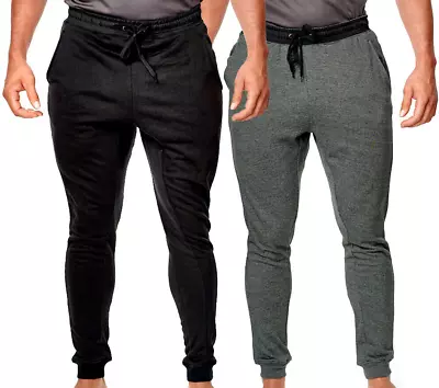 Mens Joggers Active Casual Tracksuit Bottoms Active Gym Pants Fleece Trousers • £9.99