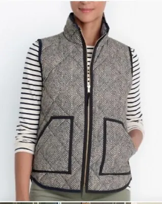 J Crew Vest Excursion Quilted Puffer Herringbone Black Womens Large  • $29.99
