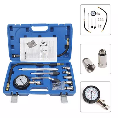 11 Pcs Cylinder Compression Tester Gas Engine Gauge Kit Tool Auto Car Motorcycle • $26.99