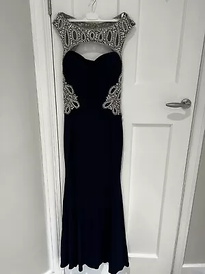 Prom Maxi Dress Navy Sequin Size S • £35