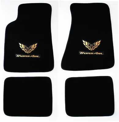 NEW! FLOOR MATS 1970 - 1981 PONTIAC FIREBIRD Embroidered Double Logo Gold Set 4  • $125.97