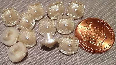$3.99 • Buy 12 Small Thick Pearlized Off-white Front Plastic Shank Buttons 3/8  9mm # 7539
