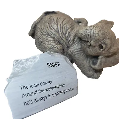 The Herd Elephant Figurine  Sniff  #3115 By Marty Sculpture W/ Stone Bio • $28