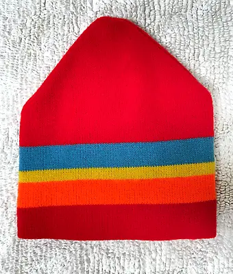 Vintage Wigwam Style Acrylic Ski Winter Gear Knit Beanie Hat Rainbow Stripes • $23