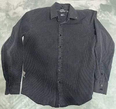 RVCA Flannel Shirt Mens Large L Black White Striped Long Sleeve Button Up • $24.99