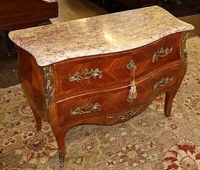 French Louis XV Style Kingwood Marble Top Commode Dresser Chest Of Drawers • $2400