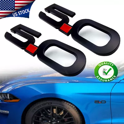 2x Matte Black 5.0 Emblem Badge For  Mustang GT Side Fender Emblem 2015-2021 • $12.99