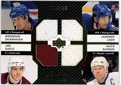 2007-08 UD Series 2 Shanahan Jagr Sakic Sundin Fab Four Fabrics /100 #FF-SSJS • $72.69