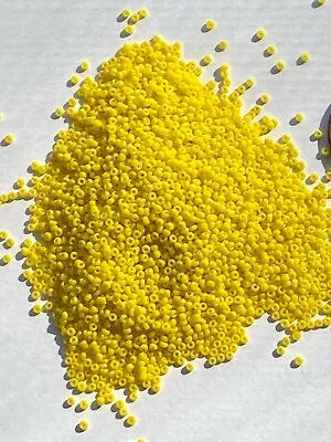 Antique Vintage Micro Seed Beads-18/0 Opaque Medium Yellow-3.5 G Bags-1.1-1.3 Mm • $6.25