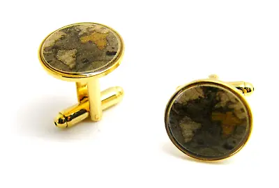 Old World Map Badge Cufflinks Gift Cuff Links Round Gold • £4.99