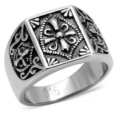 Men's Stainless Steel Fleur De Lis Band Ring Size 13 • $17.49