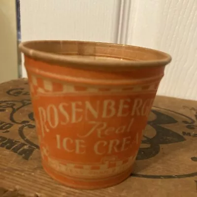 Vintage Rosenberger’s Ice Cream Cup Wax Paper Drive In Restaurant Theater 2 1/8” • $5