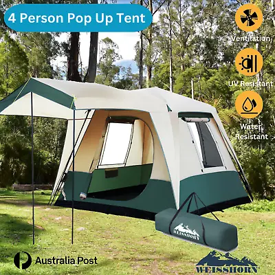 Weisshorn Instant Pop Up Camping Tent 4 Person For Camping & Hiking • $165.15