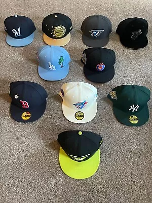 New Era Fitted Hats 7 1/2 5/8 3/4 Patch UV Hatclub Bulk Lot Bundle Jaetips Mlb 8 • $25