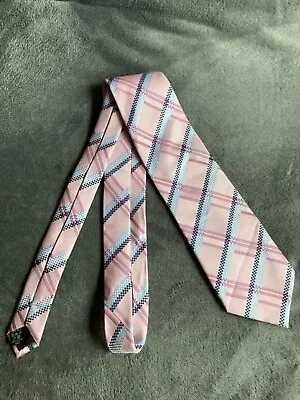 Racing Green Mens Tie 100% Silk Pink Striped Pattern Design Necktie • £3.95
