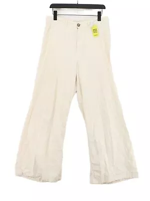 Zara Women's Jeans UK 14 White Linen With Cotton Straight • £14.60