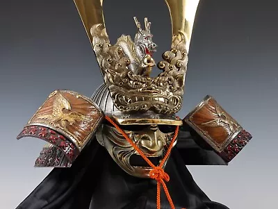Japanese Samurai Helmet -Dragon And Hawk Deco Kabuto With A Mask- • $498.98