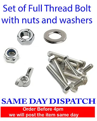 £5.50 • Buy Nuts And Bolts Set Screws Full Thread And Washers Stainless Steel M4 M5 M6 M8